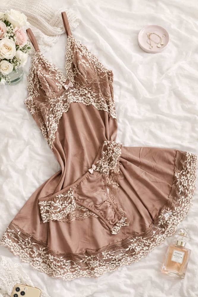 CAMISOLA S/BOJO + CALCINHA MICHELE - Mousse