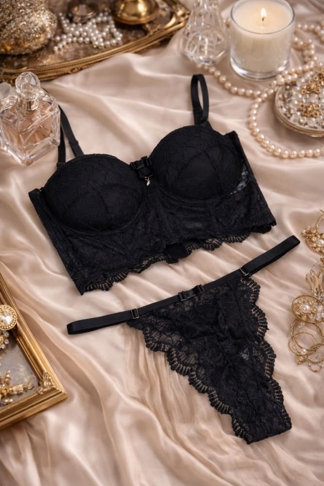 CONJUNTO C/BOJO CROPPED LAURA - Preto