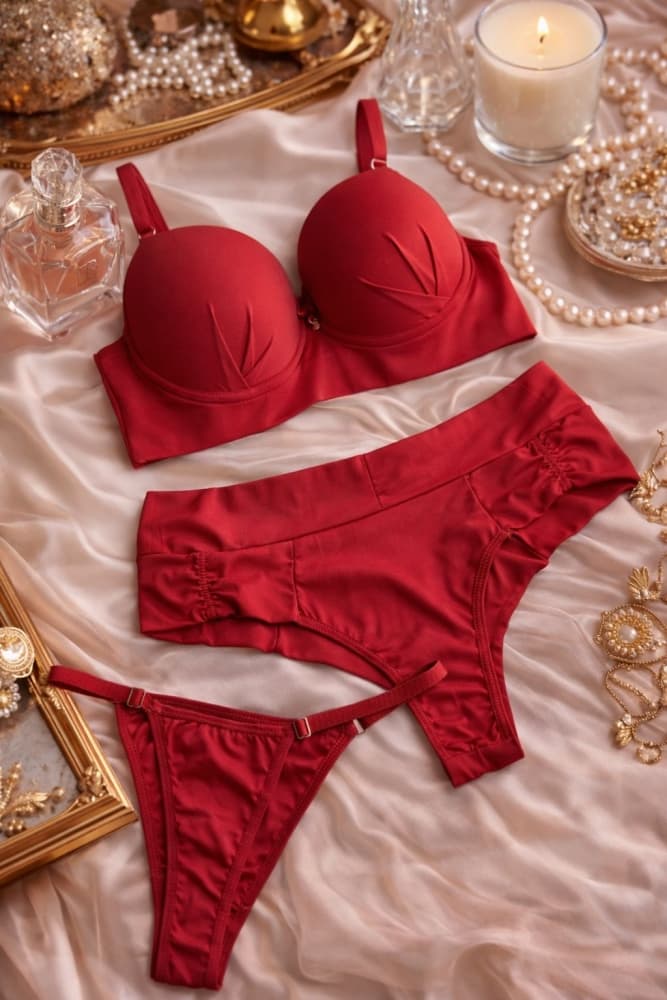 CONJUNTO C/BOJO JANETE - VERMELHO (2 CALCINHAS)