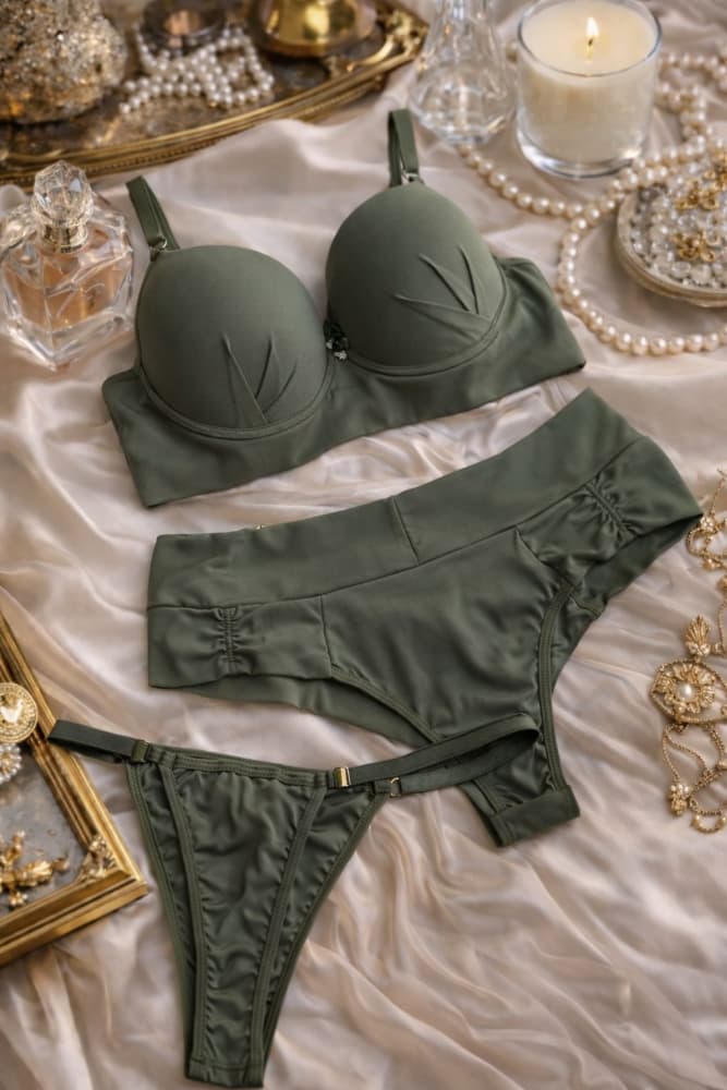 CONJUNTO C/BOJO JANETE - VERDE MILITAR (2 CALCINHAS)