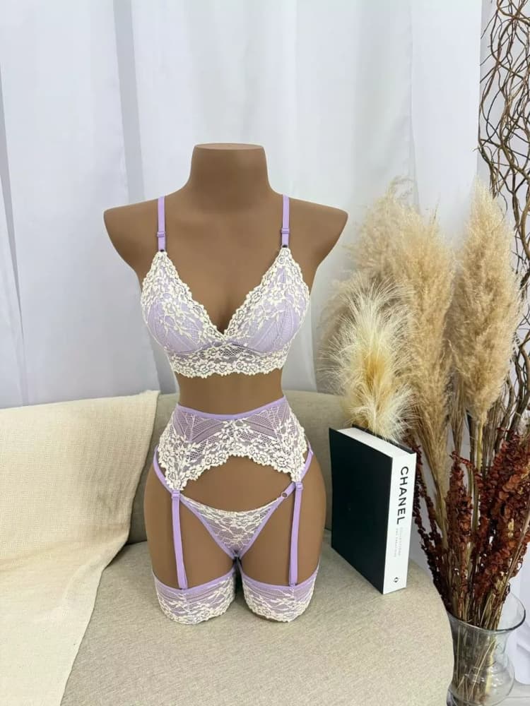 CONJUNTO S/BOJO CINTA LIGA BICOLOR LIRA - Lilás 2