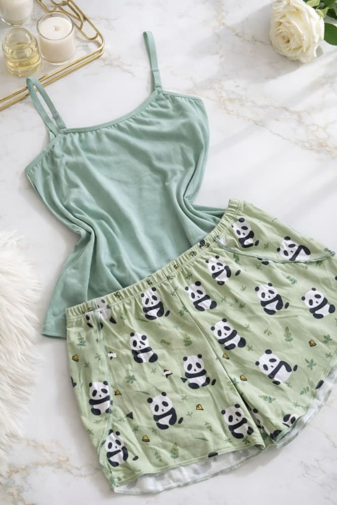 PIJAMA SUEDE (ESTAMPA VARIADA) - Verde claro