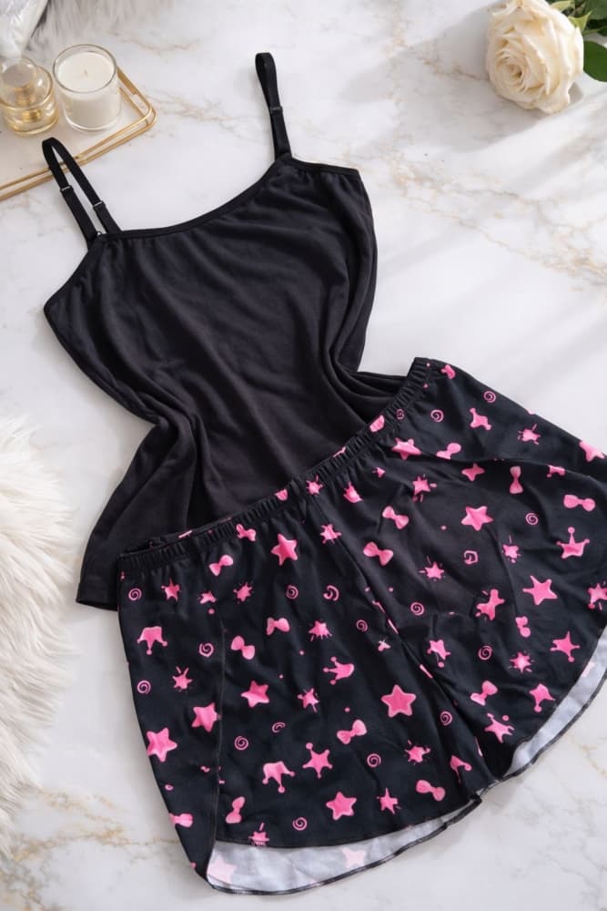 PIJAMA SUEDE (estampa variada) - Preto