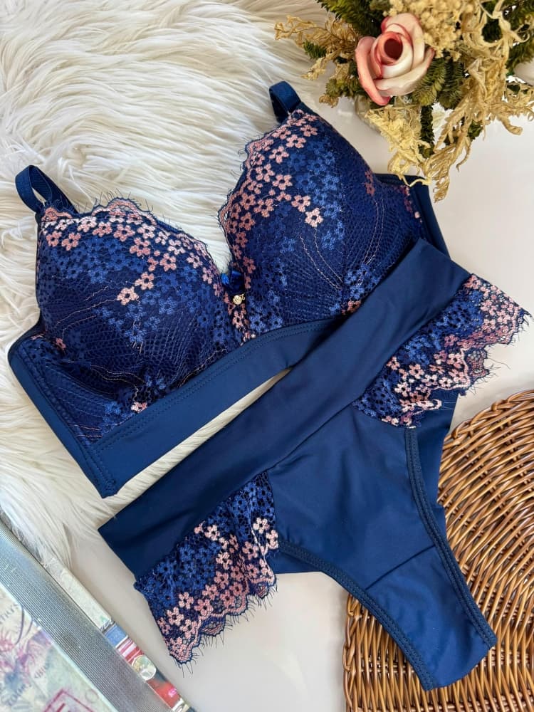 CONJUNTO ULTRA LUXO EMANUELLI - Azul marinho