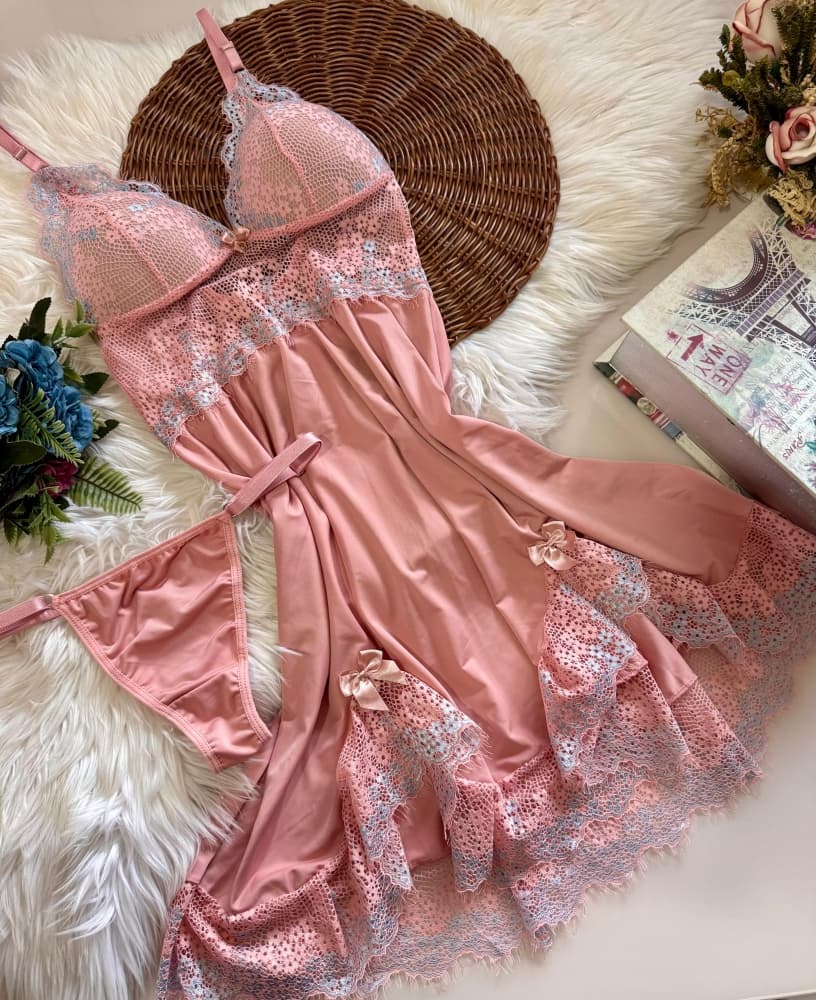 CAMISOLA C/ BOJO ULTRALUXO VERÔNICA + CALCINHA - Romance c/frozen