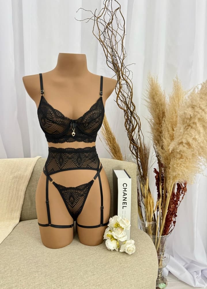 CONJUNTO S/BOJO CINTA LIGA RUTH - PRETO