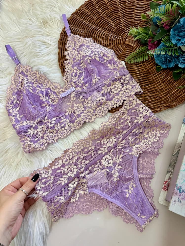Conjunto s/bojo bicolor Laura - Lilás