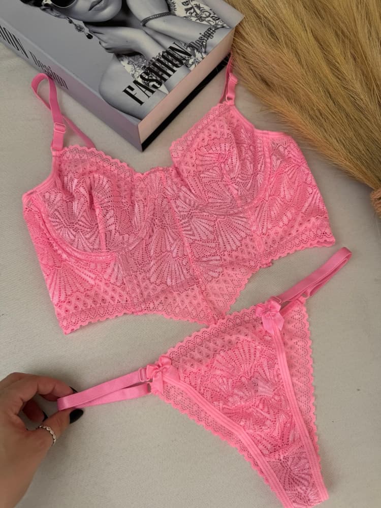 Conjunto s/bojo cropped Scarlet - Rosa pantera