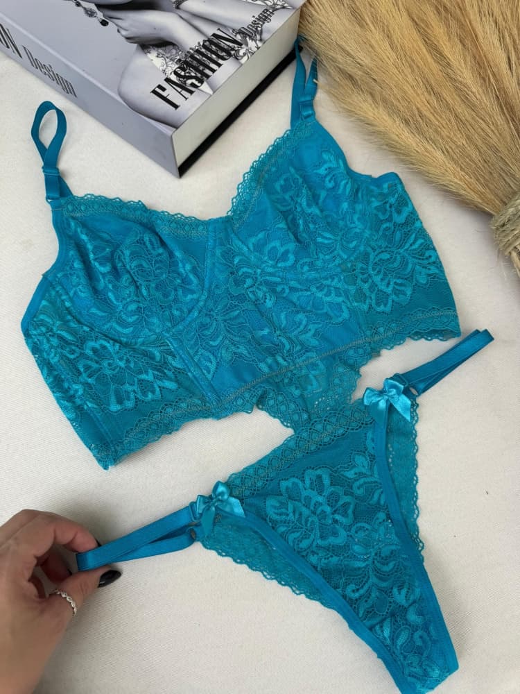 Conjunto s/bojo cropped Scarlet - Turquesa