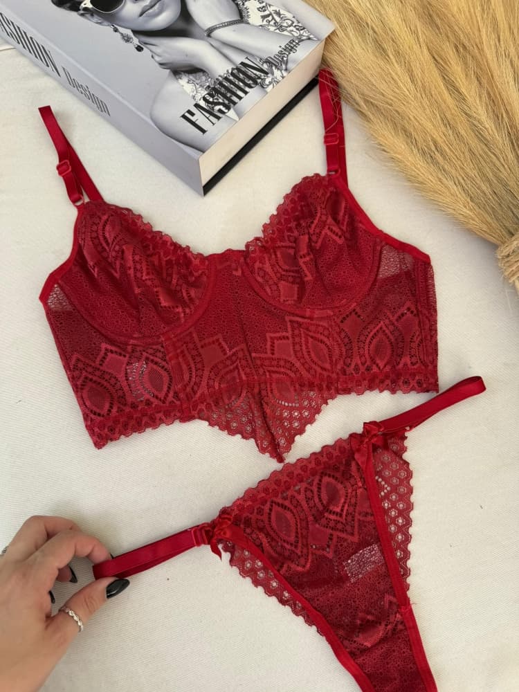 Conjunto s/bojo cropped Scarlet - Vermelho