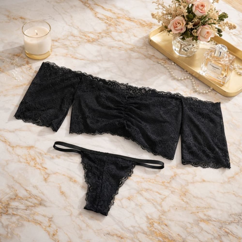 Conjunto Cropped ciganinha - Preto 1