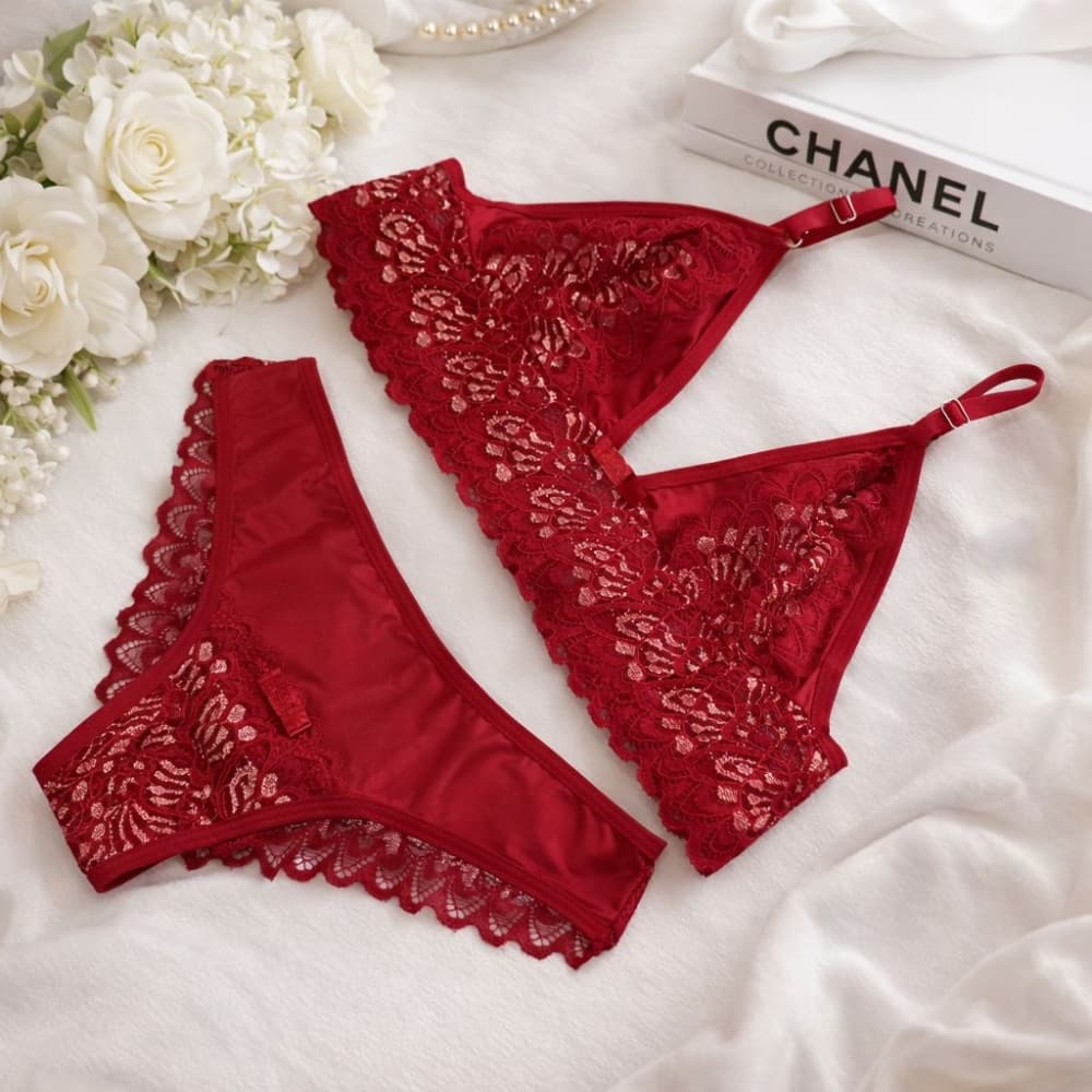 CONJUNTO S/ BOJO LUXO BICOLOR - VERMELHO C/ DOURADO