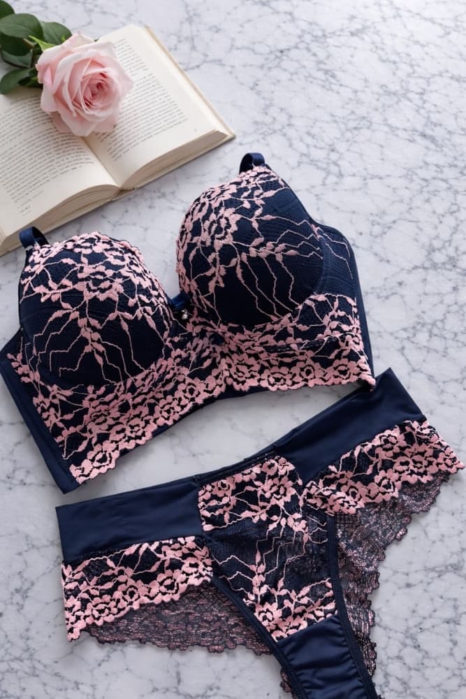 CONJUNTO ULTRA LUXO MARCELA - Azul marinho c/rose