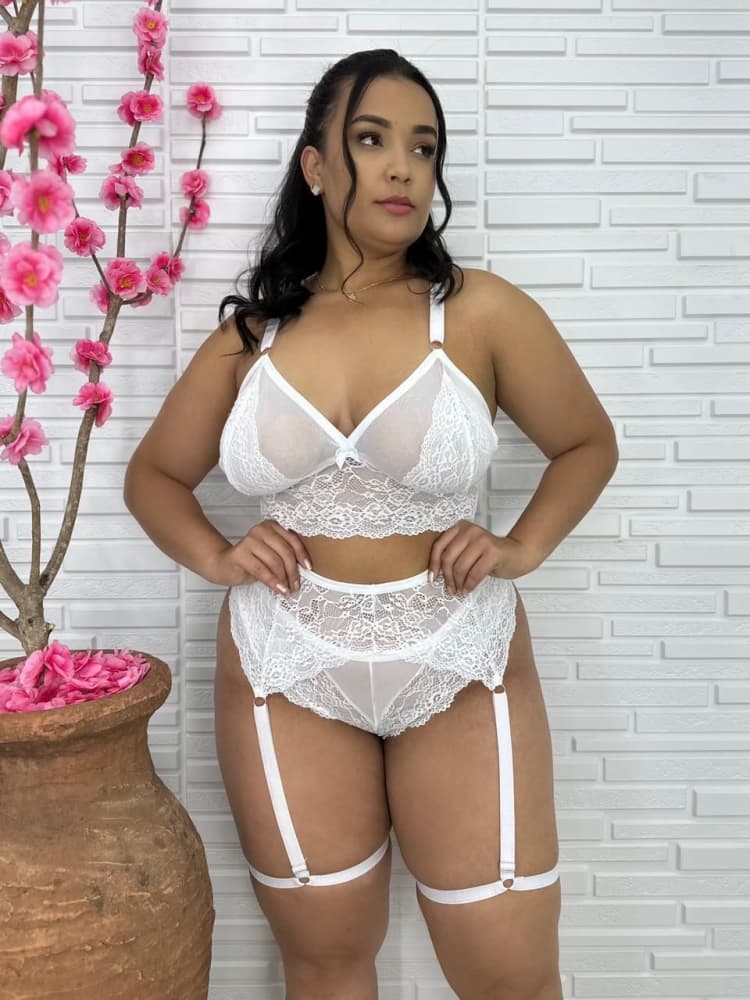 CINTA LIGA PLUS SIZE NATHY - Branco