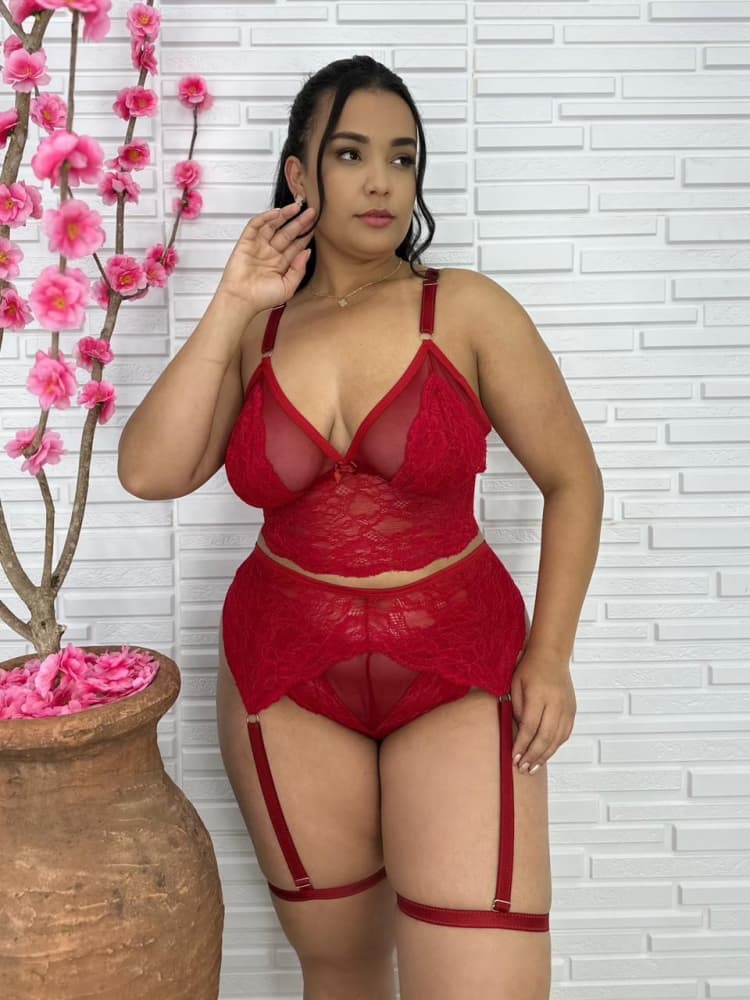 CINTA LIGA PLUS SIZE NATHY - Vermelho