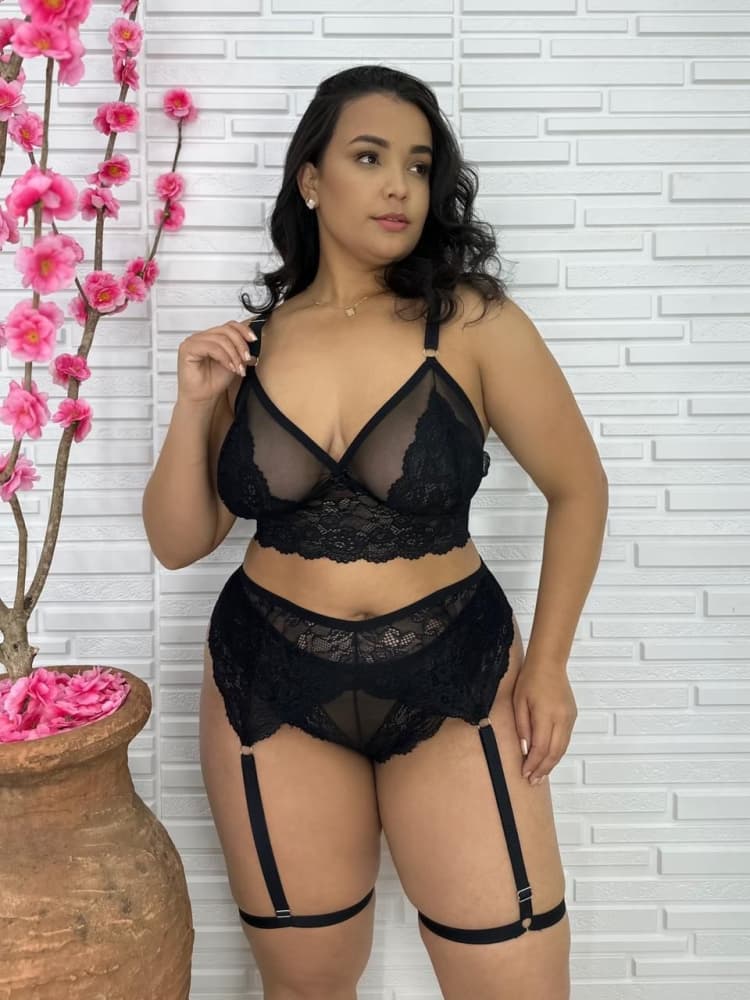 CINTA LIGA PLUS SIZE NATHY - Preto