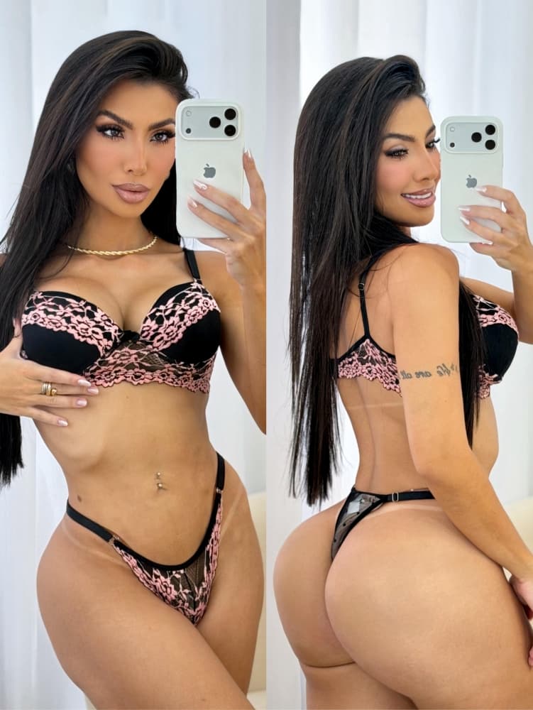 CONJUNTO C/BOJO TULE POÁ TATIANA - PRETO C/ROSE 1