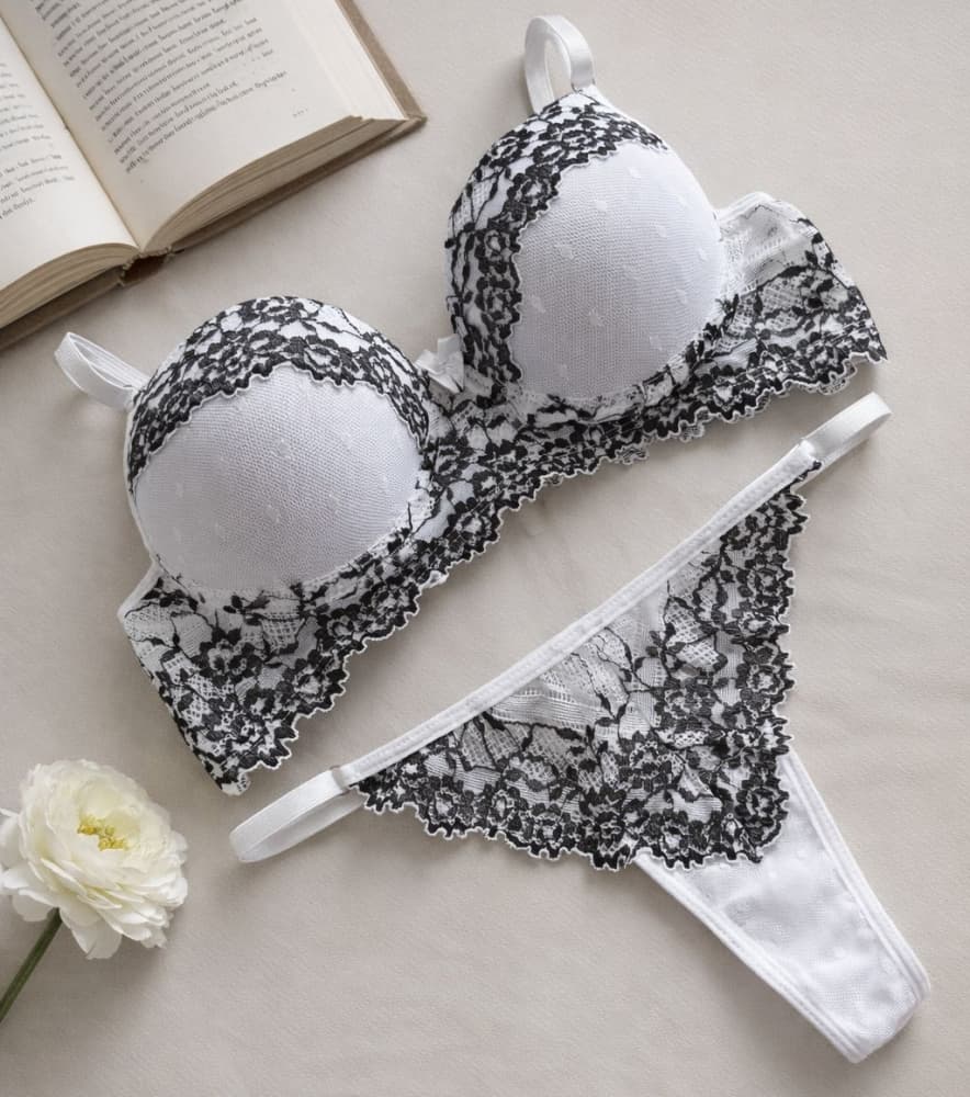 CONJUNTO C/BOJO TULE POÁ TATIANA - BRANCO C/PRETO