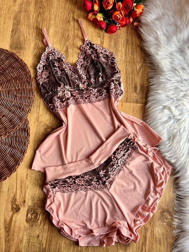 BABY DOLL FLUFLU PLUS SIZE - rendas bicolor 6