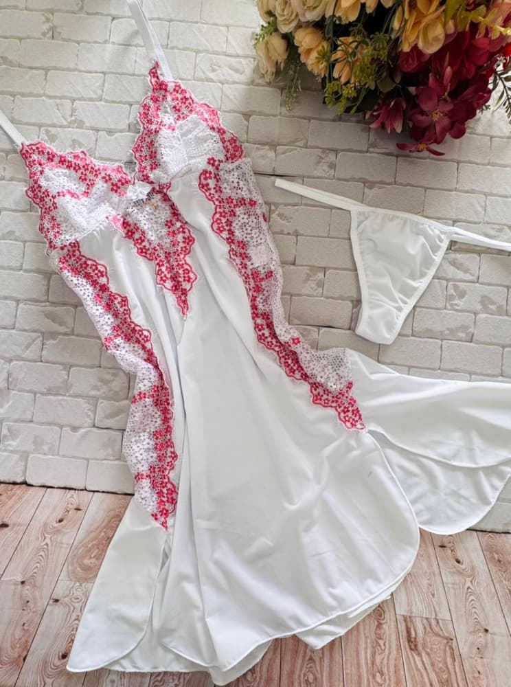 CAMISOLA S/BOJO + Calcinha MARA - rendas cilios bicolor 4