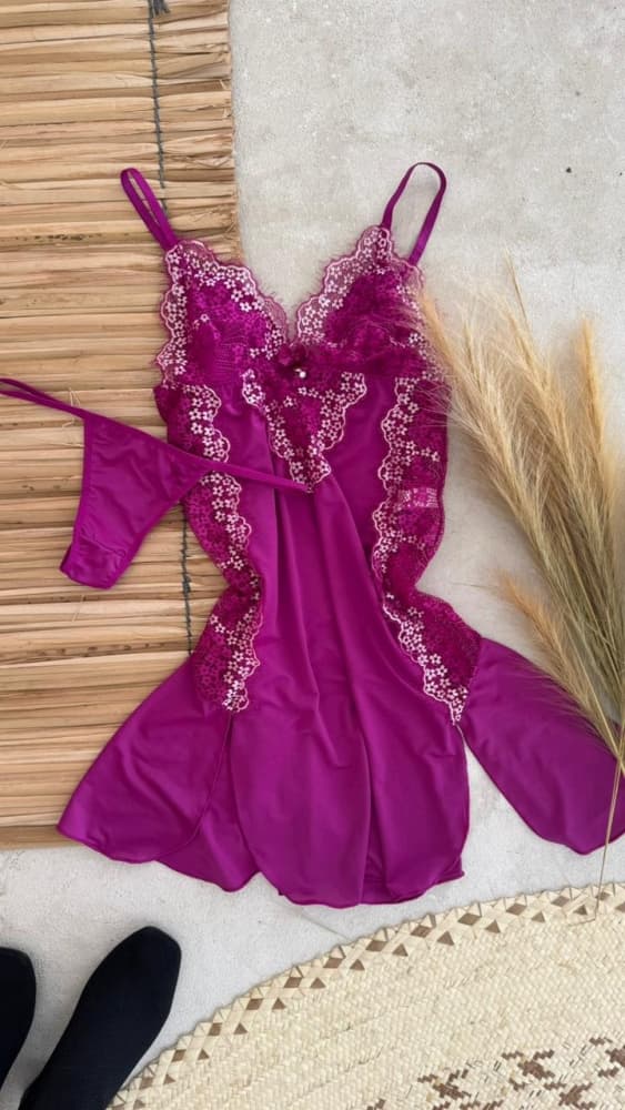 CAMISOLA S/BOJO + Calcinha MARA - rendas cilios bicolor 6