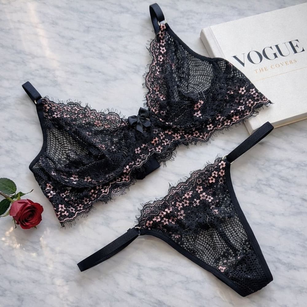 CONJUNTO S/BOJO ISABELLA - Preto c/rose