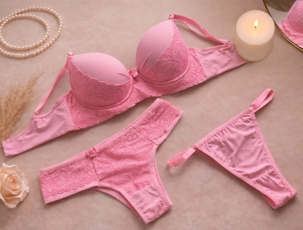 CONJUNTO C/BOJO RENDADO VALESCA - são 2 calcinhas 1