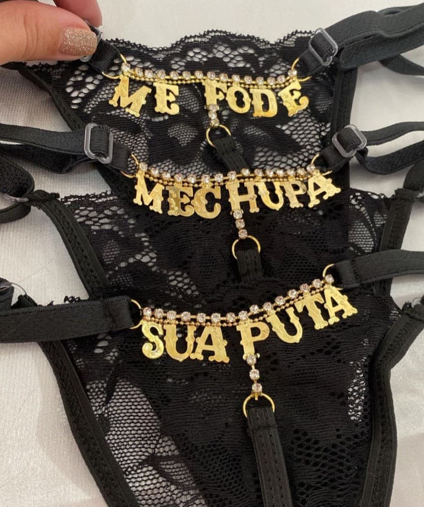 CALCINHA DE REGULAGEM - FRASES SENSUAIS (escrita atrás - strass são variados) 2