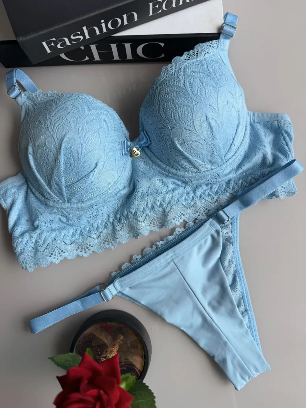 Conjunto com Bojo Fio Duplo Rendado, foto 13