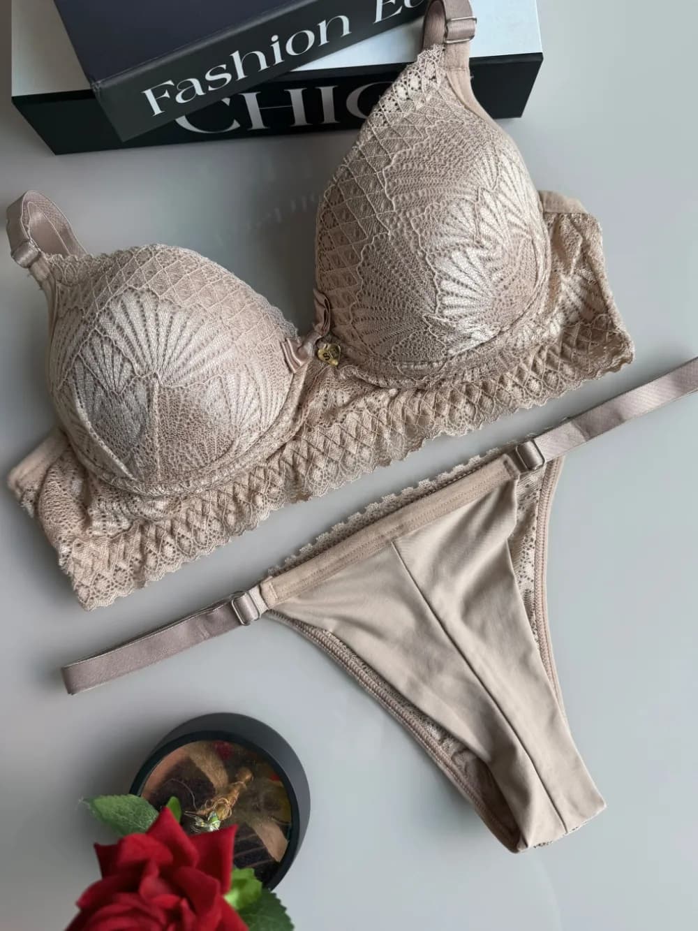 Conjunto com Bojo Fio Duplo Rendado, foto 6