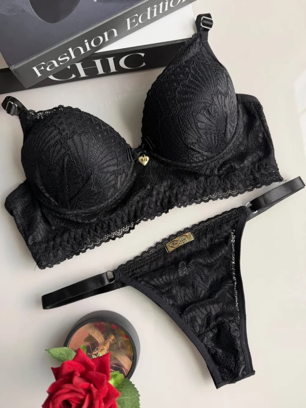 Conjunto com Bojo Fio Duplo Rendado, foto 11