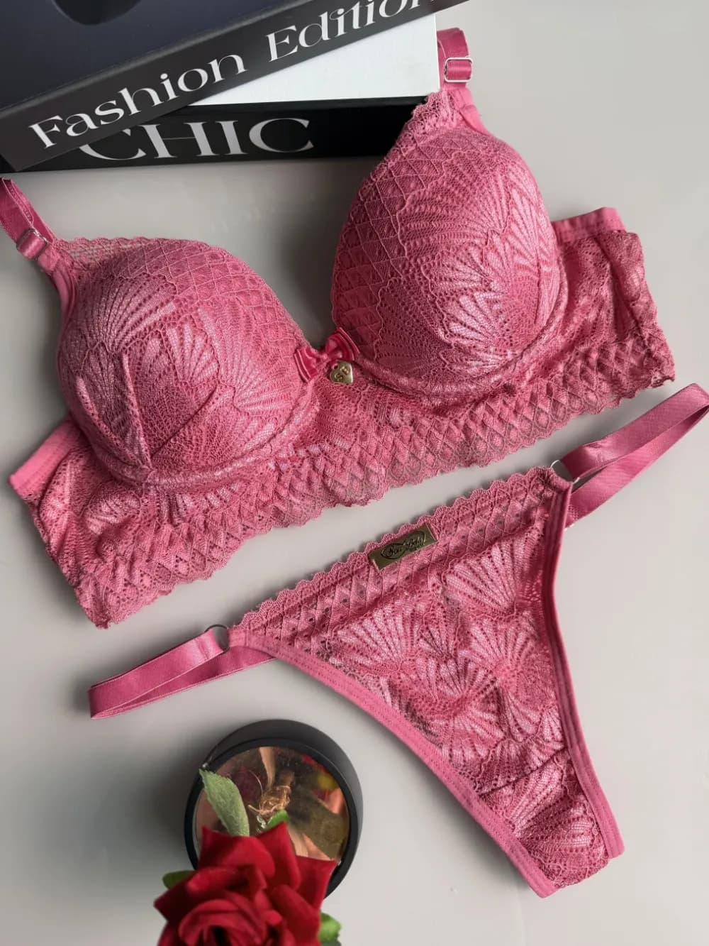 Conjunto com Bojo Fio Duplo Rendado, foto 4