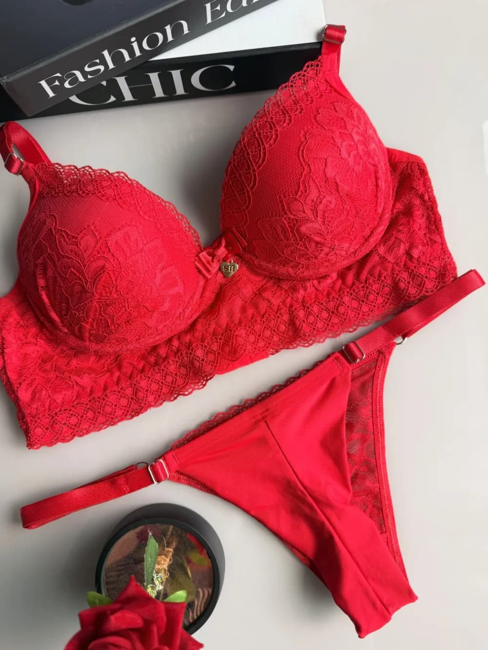 Conjunto com Bojo Fio Duplo Rendado, foto 1
