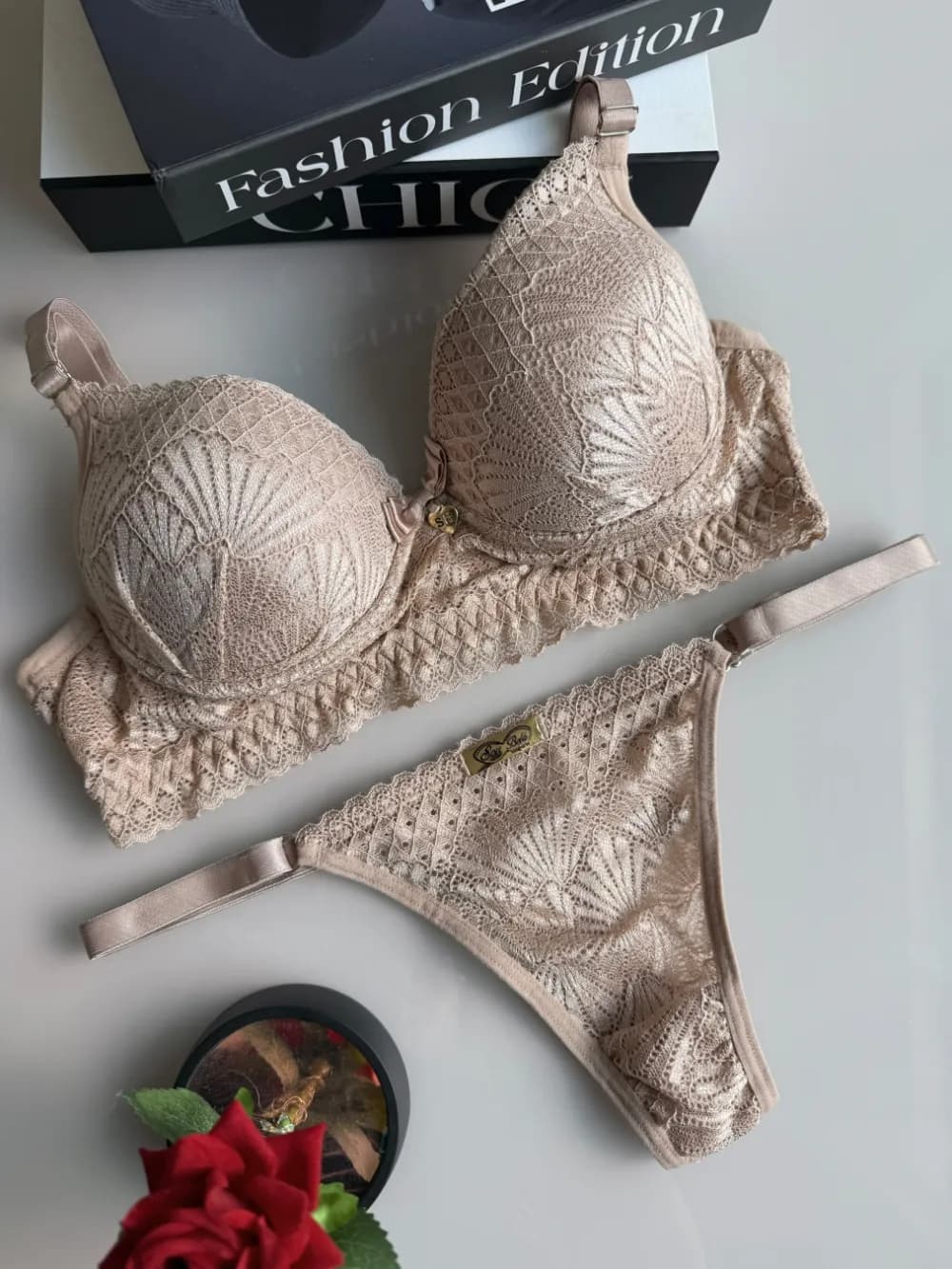 Conjunto com Bojo Fio Duplo Rendado