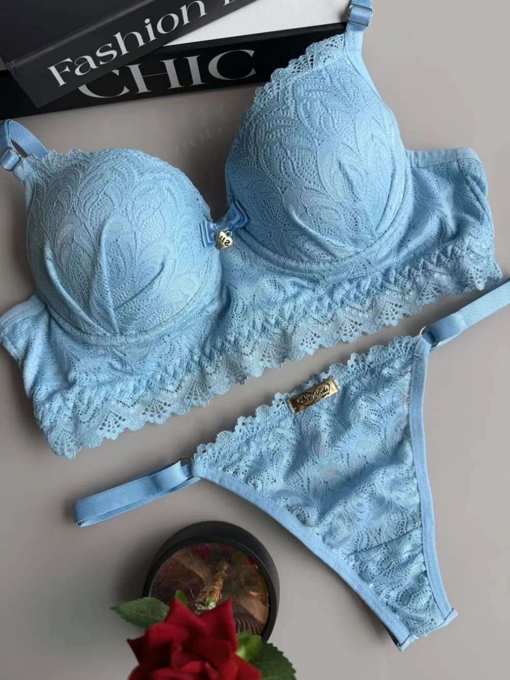 Conjunto com Bojo Fio Duplo Rendado, foto 12