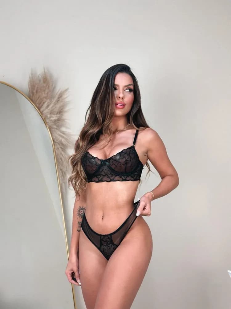 Conjunto sem Bojo Tule Bordado Cristal