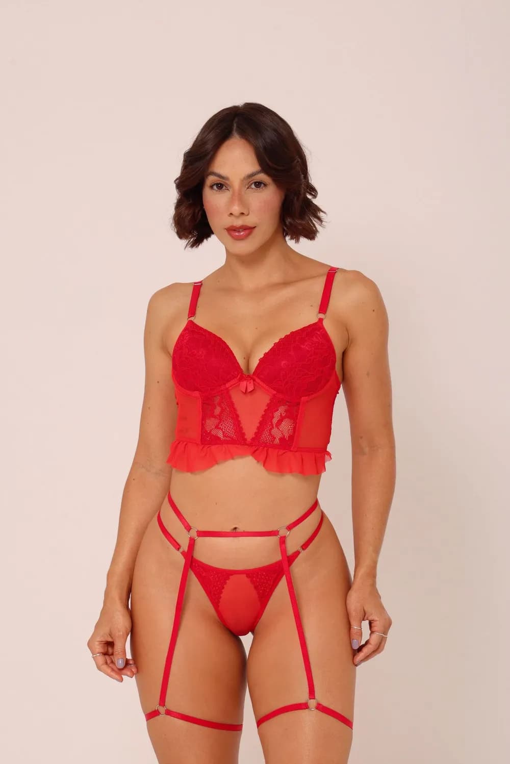 Lingerie Corselet com bojo e cinta liga, foto 4