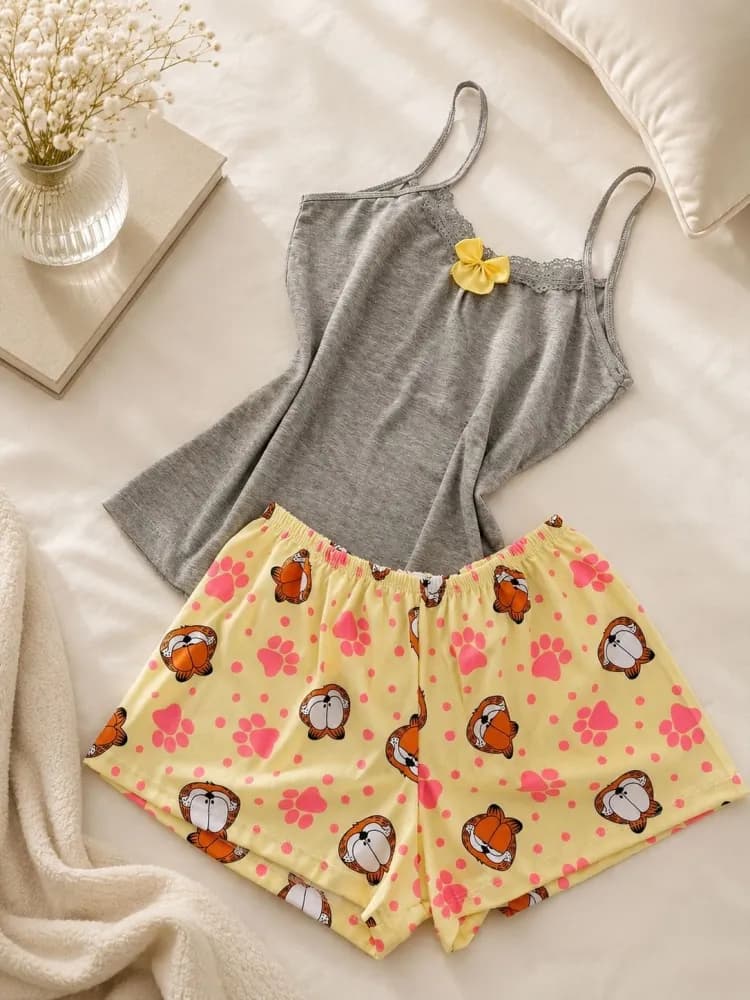 Baby Doll Poliester Luna Short Garfield