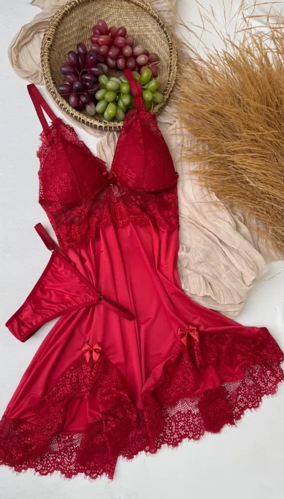 Camisola C Bojo Ultraluxo Veronica Calcinha Rendas Variadas 5