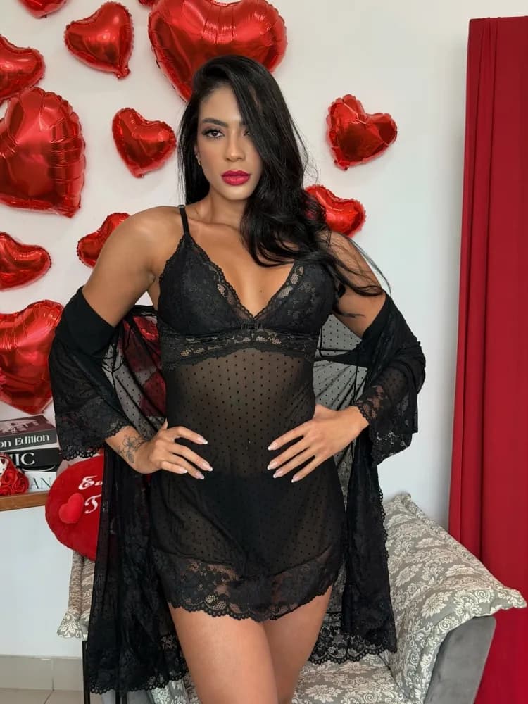 Kit Karina No Tule Poa Camisola Calcinha Robe 6
